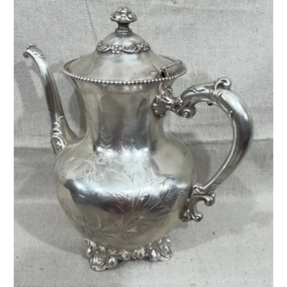 Antique Knickerbocker Silver Co Quadruple Plated 922 Coffee Pot Victorian 9.5in